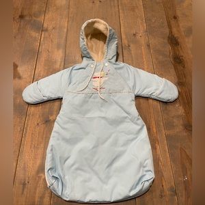 Vintage Tiny Tots Original Baby Boy’s Light Blue Hooded Zip Up Sleeping Bag 3-6M